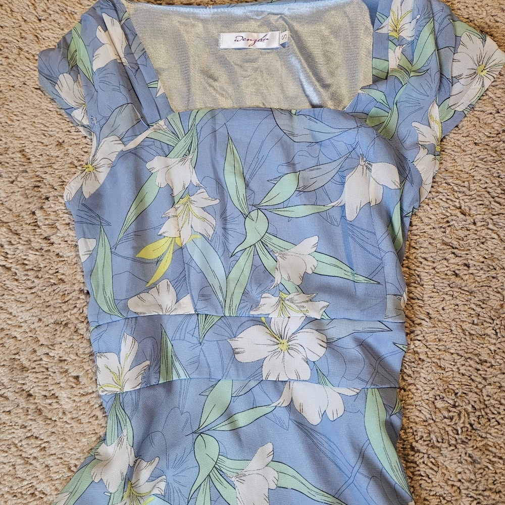 Blue Floral Midi Dress